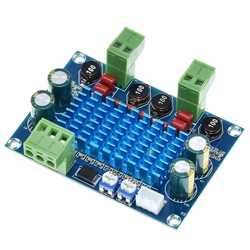 

【SURPISE】XH-M572 TPA3116D2 Цифровая плата усилителя мощности HIFI для шасси, 2X120 Вт, высокая мощность, 5В 24В 28В, 120 Вт, специальный вход для подключения