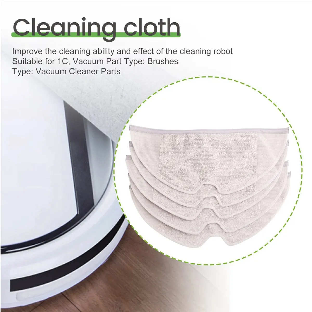 [A25M] Side Brush + Hepa Filter + Mopping Cloth for Xiaomi 1C 1 C Sweeper Robot Vacuum Mop Mijia C1 Accessories(15 PCS)