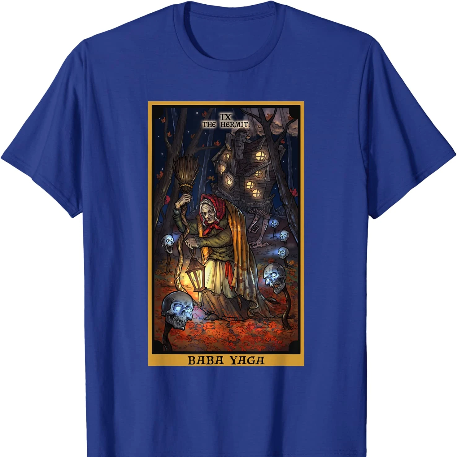 Baba Yaga The Hermit Tarot Card Slavic Mythology Pagan Witch T-Shirt New 100% Cotton Short Sleeve O-Neck T-shirt Casual Mens Top