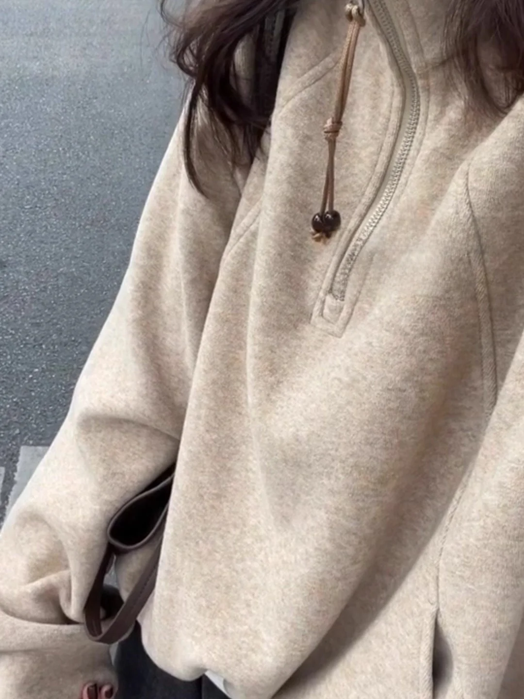 

Ladies Loose Fit Zip up Hoodie Stand Collar Casual Style Autumn Winter New Arrival Fashionable Outerwear Comfortable Sweatshirt