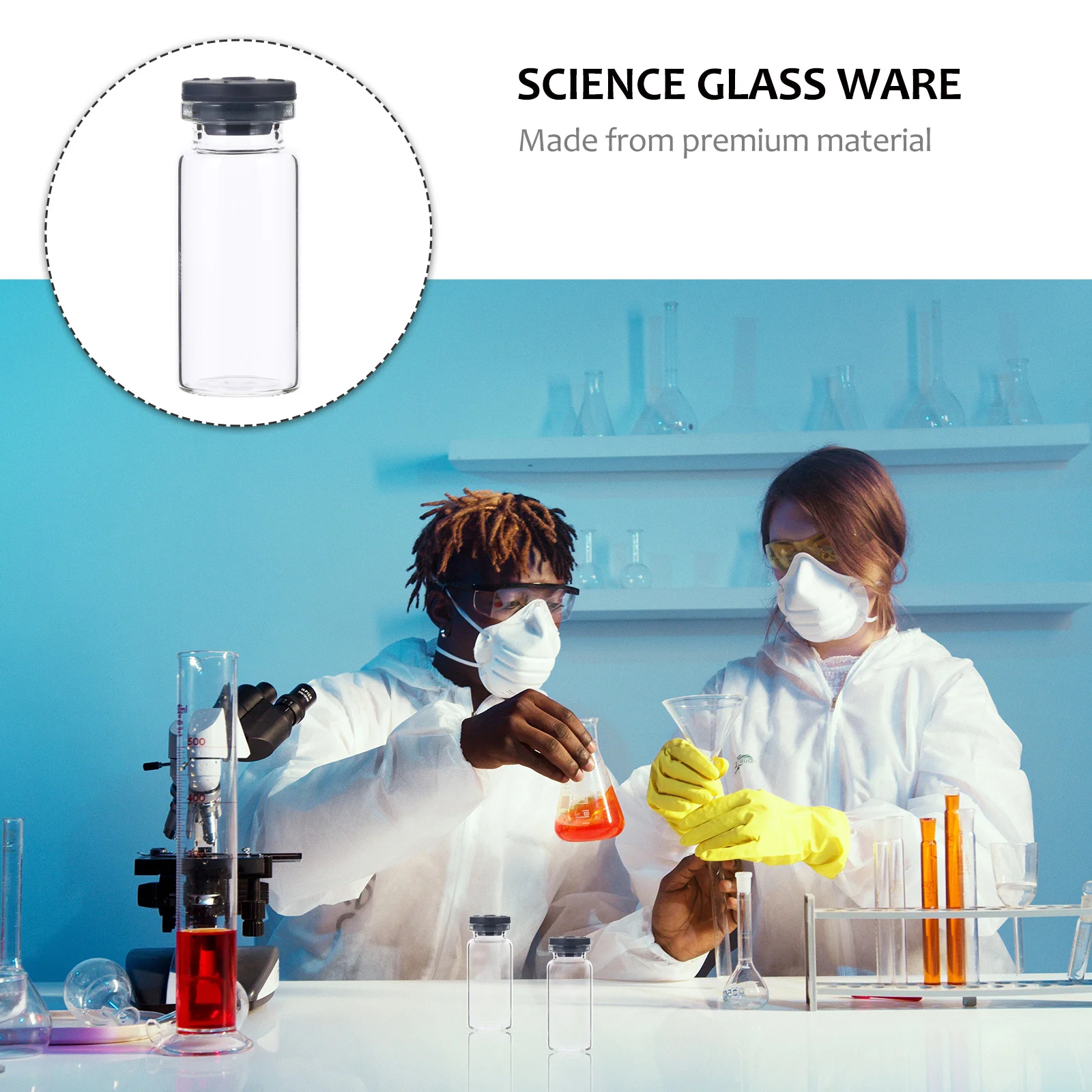 

30Pcs Glass Vials Premium Transparent Clear Flat Bottom High Pressure Resistant Sealing Sample Bottles for Oils Science