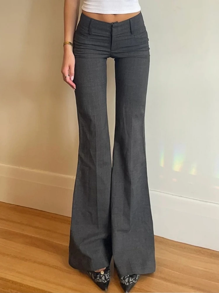 

Low Rise Flare Pants Women Streetwear Slim Fit Trousers Full Length Pantalones Mujer Y2k Clothes Korean Style Roupas Femininas