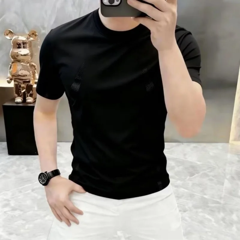 2026 Summer New Luxury European Style Round-neck Men's T-Shirt Polo Shirt Trendy Design