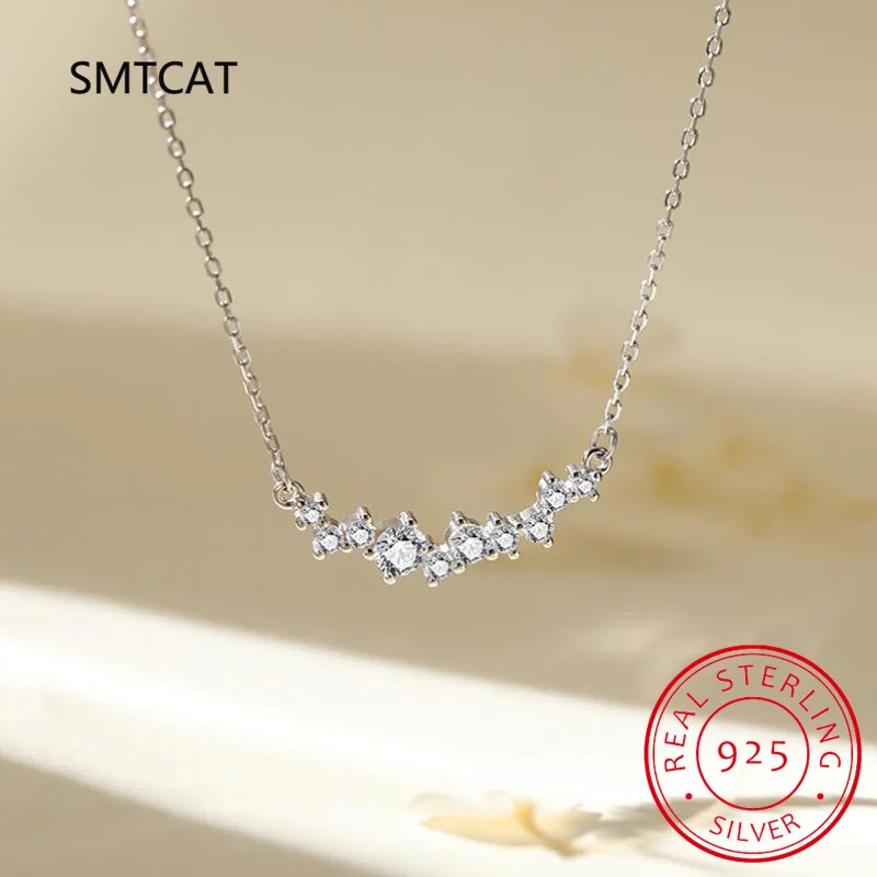 925 Sterling Silver 0.58CT Moissanite Necklace For Women Smile Moissanite Pendant Sparkling Wedding Fine Jewelry Gift