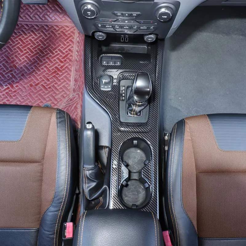 For Ford RANGER T6 T7 T8 2015-2021 ABS Carbon Fiber Color Car Interior Gear Shift Panel Door Handles Outer Frame Cover Trim view 6