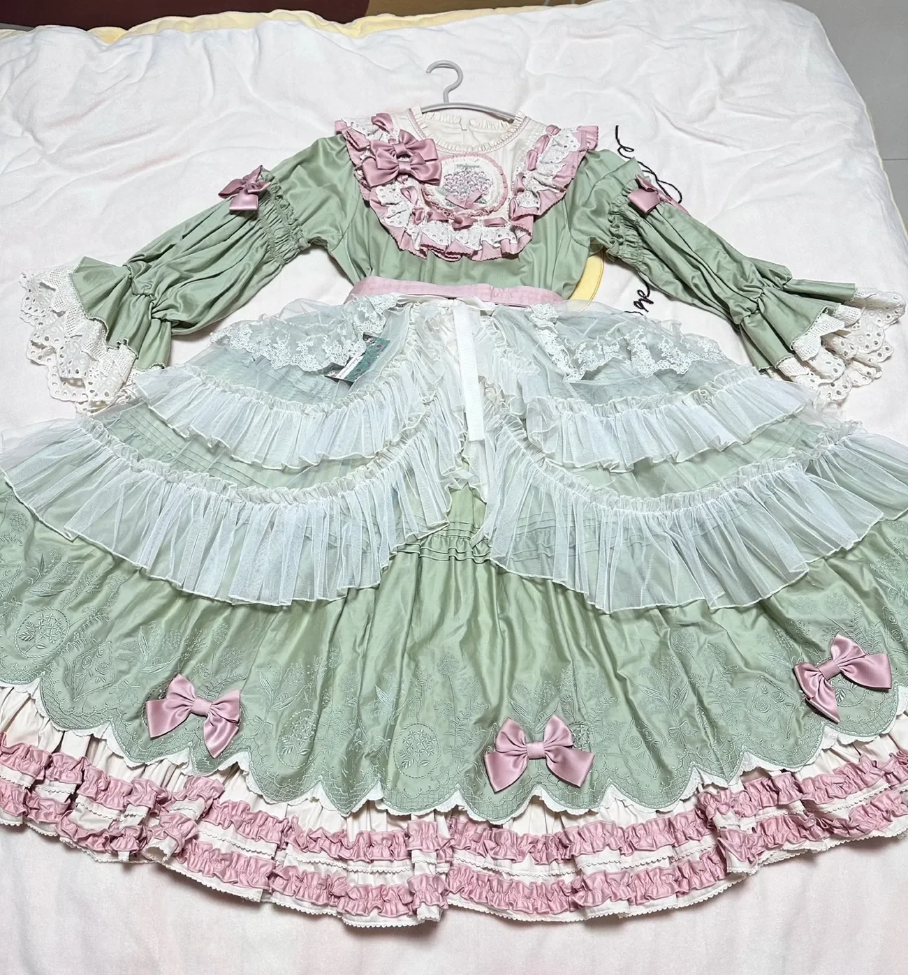 Lolita-Jupe haute basse à double couche, rideau de taille transparent Volants Asolls, volants