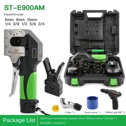 Cobre Tubo Elétrica Flaring Tool Kit ST-E900A/809AM para Refrigeração, Lithium Battery Expander, Ferramentas Automáticas Set, recarregável