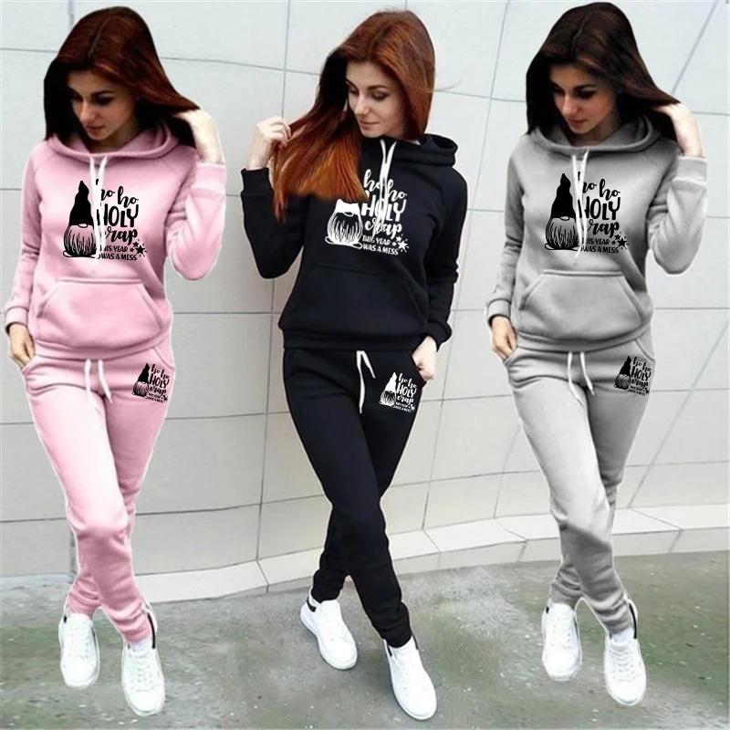 Women\'s Running Suit Casual Jogging Suit Hoodie + Sweatpants Two Piece Sweatshirt Set Women\'s Sports Suit