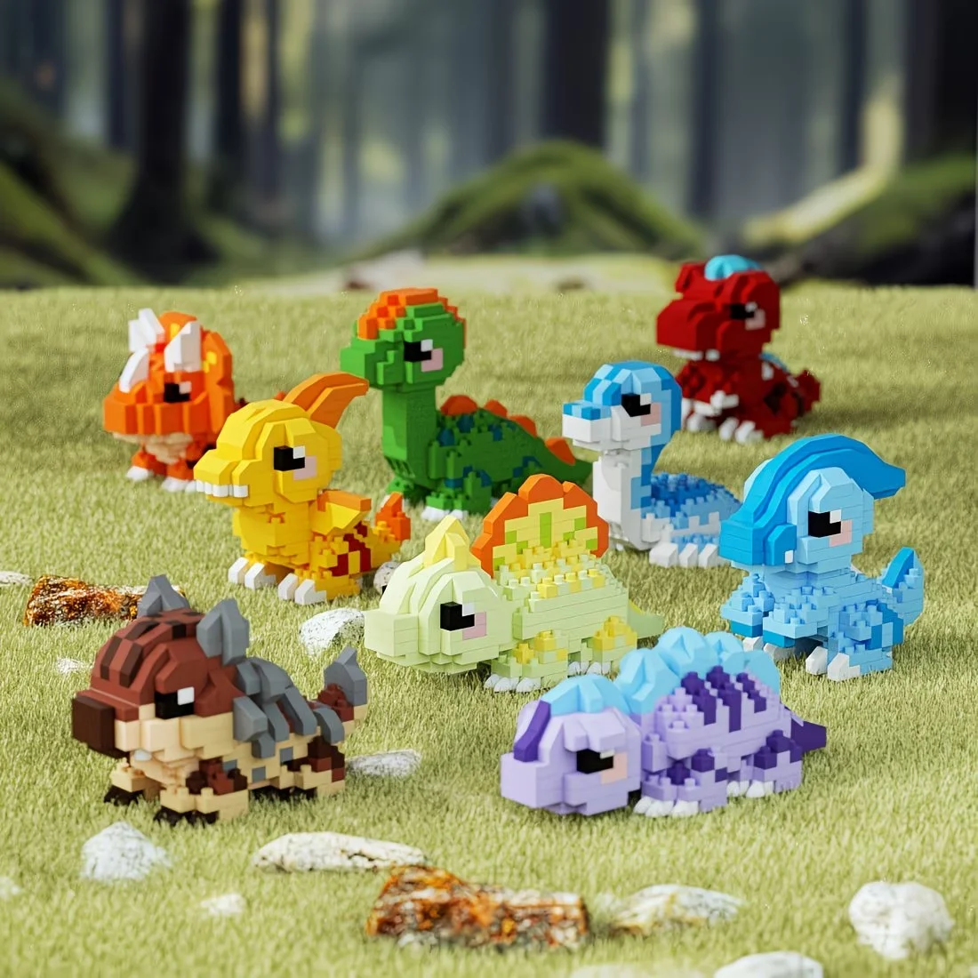 Dinosaur Micro-Particle Tyrannosaurus Velociraptor Building Blocks Assembly Toy DIY Desktop Ornament Model Home Decoration Gift