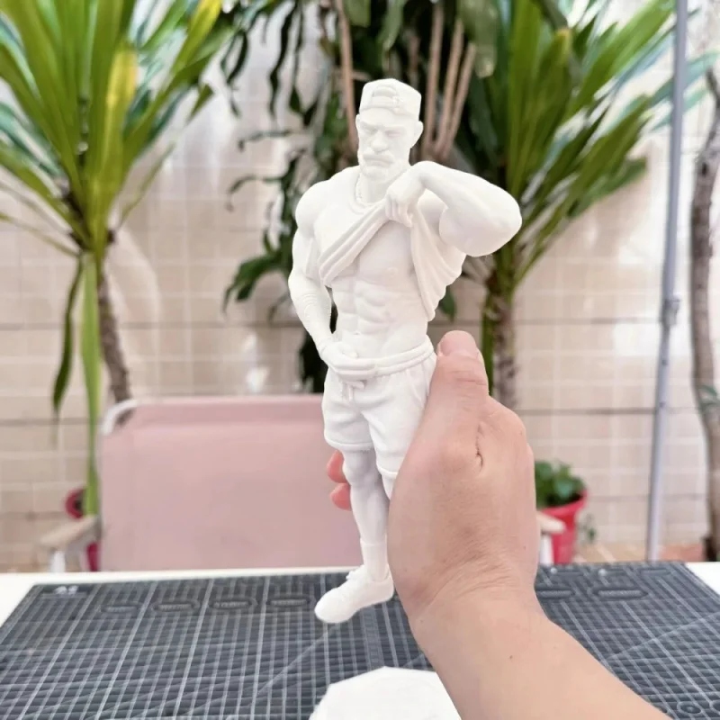 3D Printed White Mold of a Muscular Fitness Male Figurine. Uncolored Model. Desktop Trendy Toy. Gift.