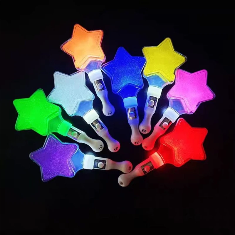 Set of 5 Flashing Wands Heart Star Light Up Wand Sticks Colors Change LED Glow for Festivals Celebrations