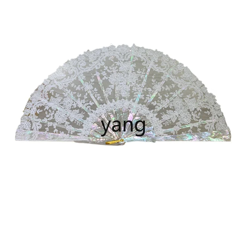 

Yjq Antique Mother Shell Fan Retro Hollow Folding Fan Photo Props