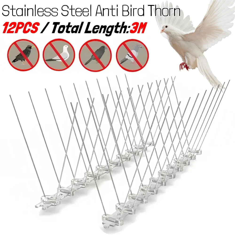 Stainless Steel Anti Bird Thorn Fence Deterrent Anti Bird Pigeon Squirrel Spikes Catcher for Garden Fence Roof Anti Bird Spike