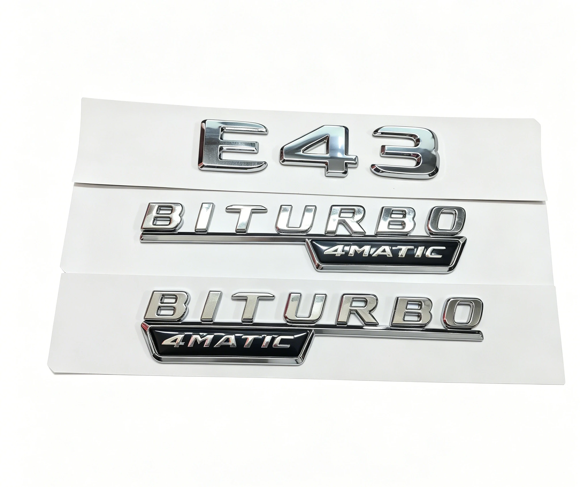 Picture 4: ABS 3PCS C43 BITURBO 4MATIC Rear Star Emblem Gloss Black  Gloss silver Badge Set For MB C43 W205 Accessories