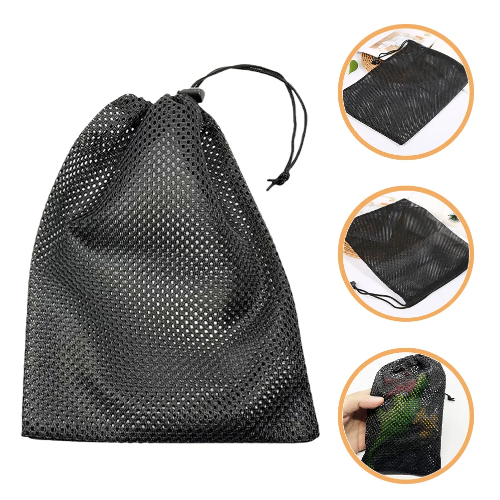 10 PCS Storage Bag Mesh Bags Drawstring Heavy Duty Small Black Organizer Polyester Outdoor Travel