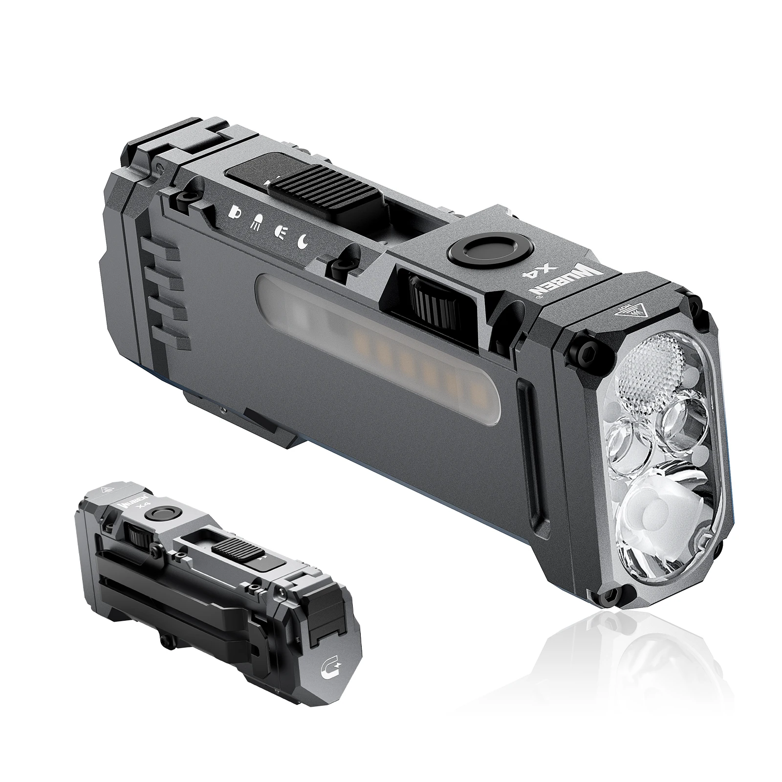 Linterna de Bolsillo Portátil WUBEN X4 1500 Lm IP68 con Luz Lateral RGB y Interruptor Táctico Trasero para Camping, Inspección y Emergencias