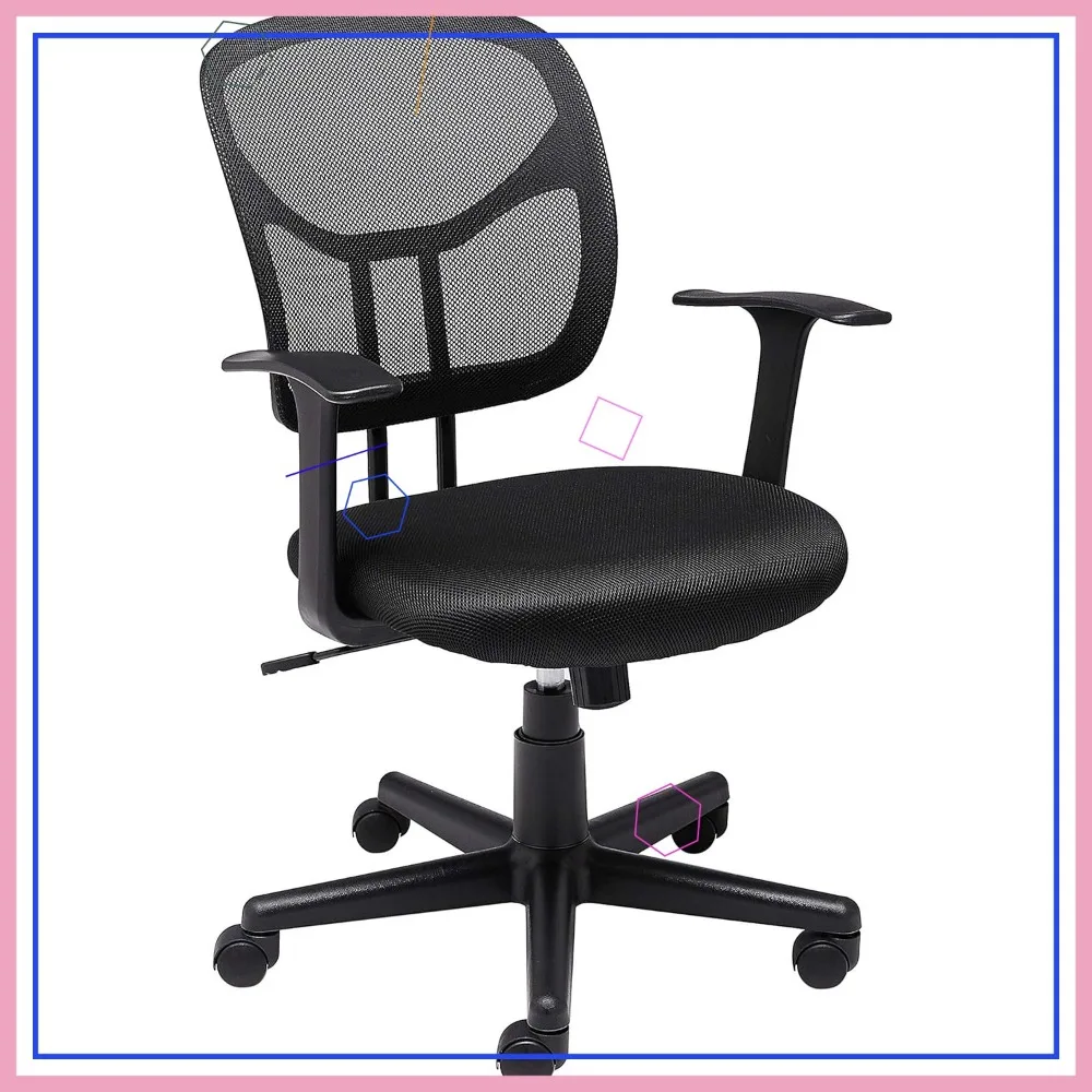 

Mesh Mid-Back Adjustable Height Swivel Office Chair with Armrests, Lumbar Support, Easy Assembly, Black