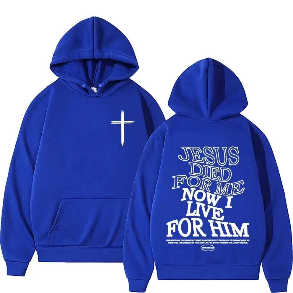 JESUS DIED New FOR ME Foreign Trade Women& Plus Velvet Cross Sweatshirt Slogan Print Kangaroo Pocket Drawstring Print Hoodie