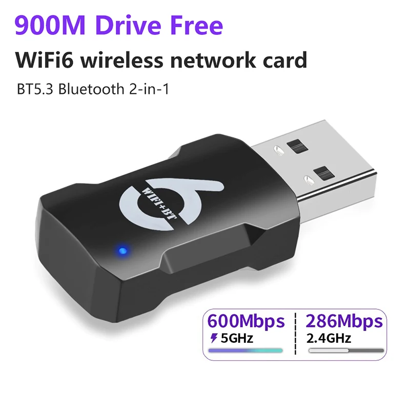 

900Mbps USB WiFi Bluetooth Adapter BT5.3 2.4G/5GHz USB WiFi Network Card Wireless Wlan Receiver for Laptop PC Desktop Drive Free