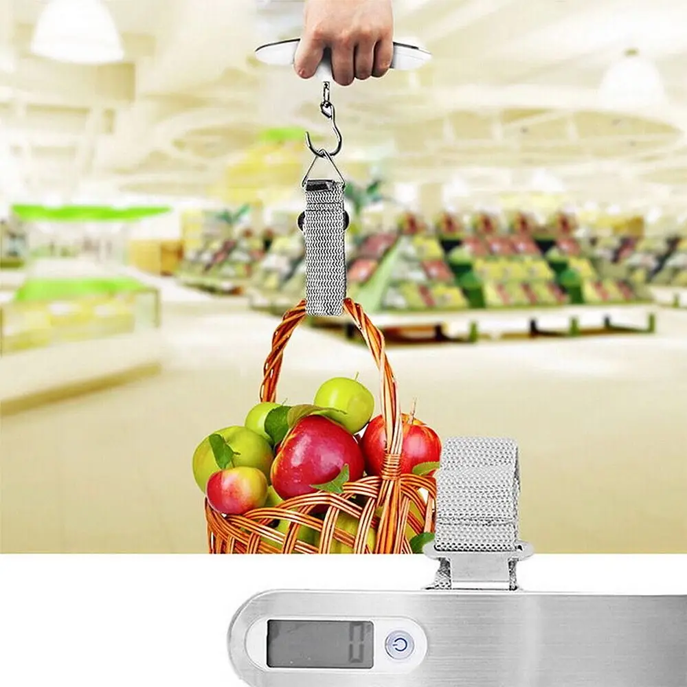 50kg Digital Luggage Scale Portable Electronic LCD Scale Weight Balance Suitcase Travel Bag Hanging Steelyard Hook Scales