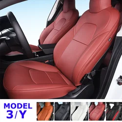 Red Full Set Car Seat Covers For Tesla 5-seat Model 3 Y Auto Interior Breathable Four Seasons Leather Accessories New Styles