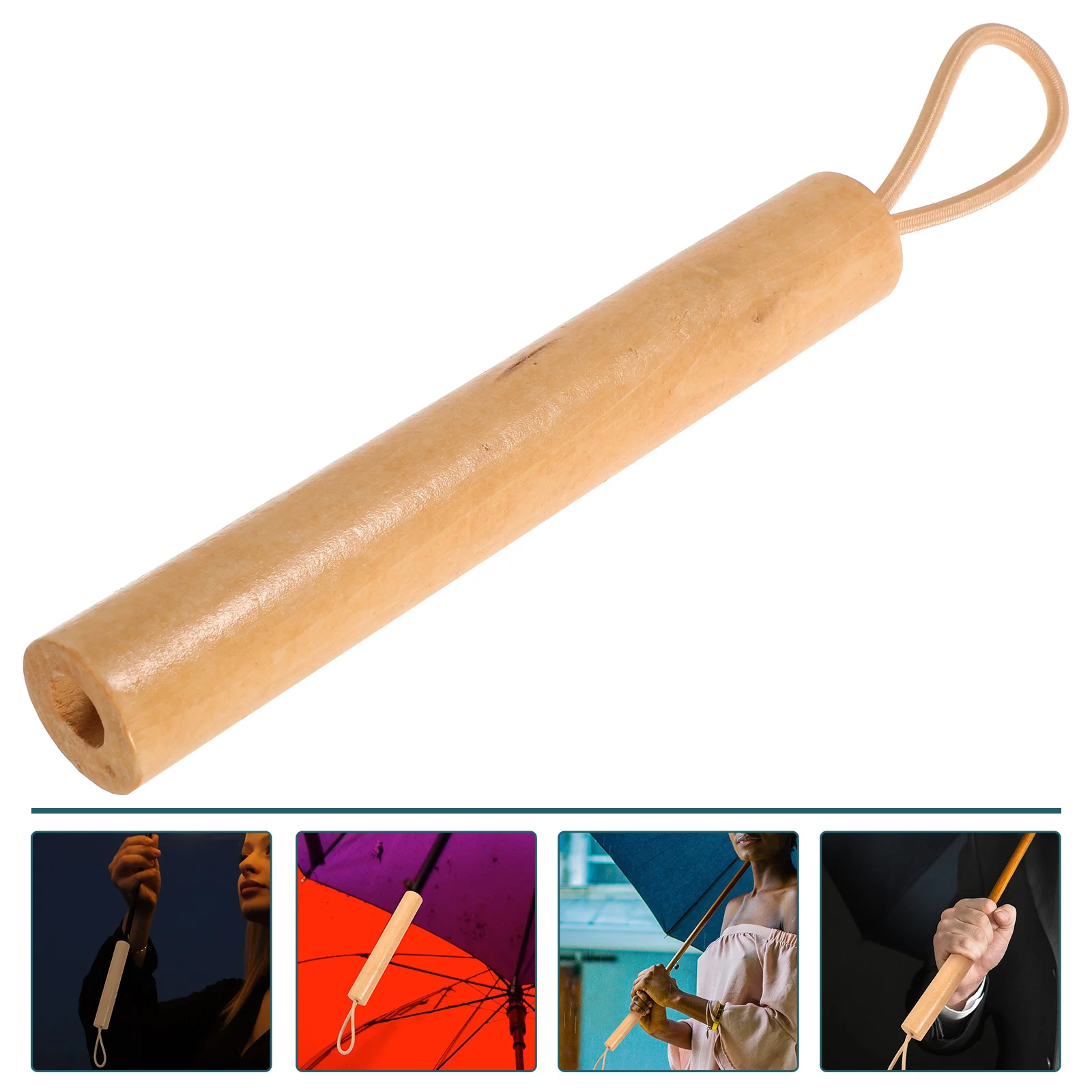 

Compact Umbrella Handle Replacement Wood Material Secure Most Rain Sun Umbrellas Wear-Resistant Stylish Look