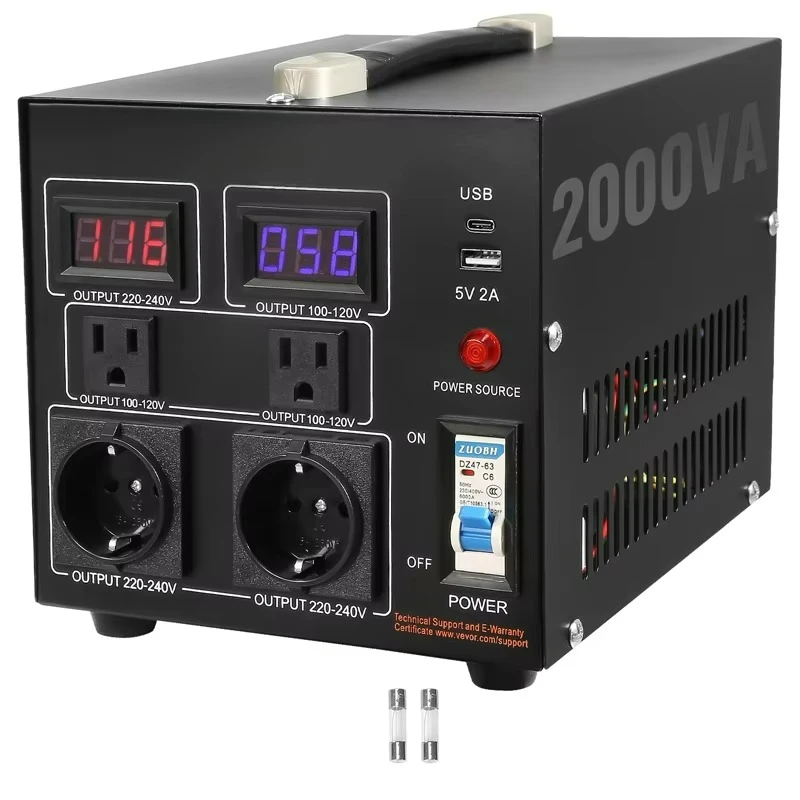 

SV-2KVA Single Phase Power Transformer LCD Display Multi Socket Voltage Transformer 110v To 220v For Household Appliances
