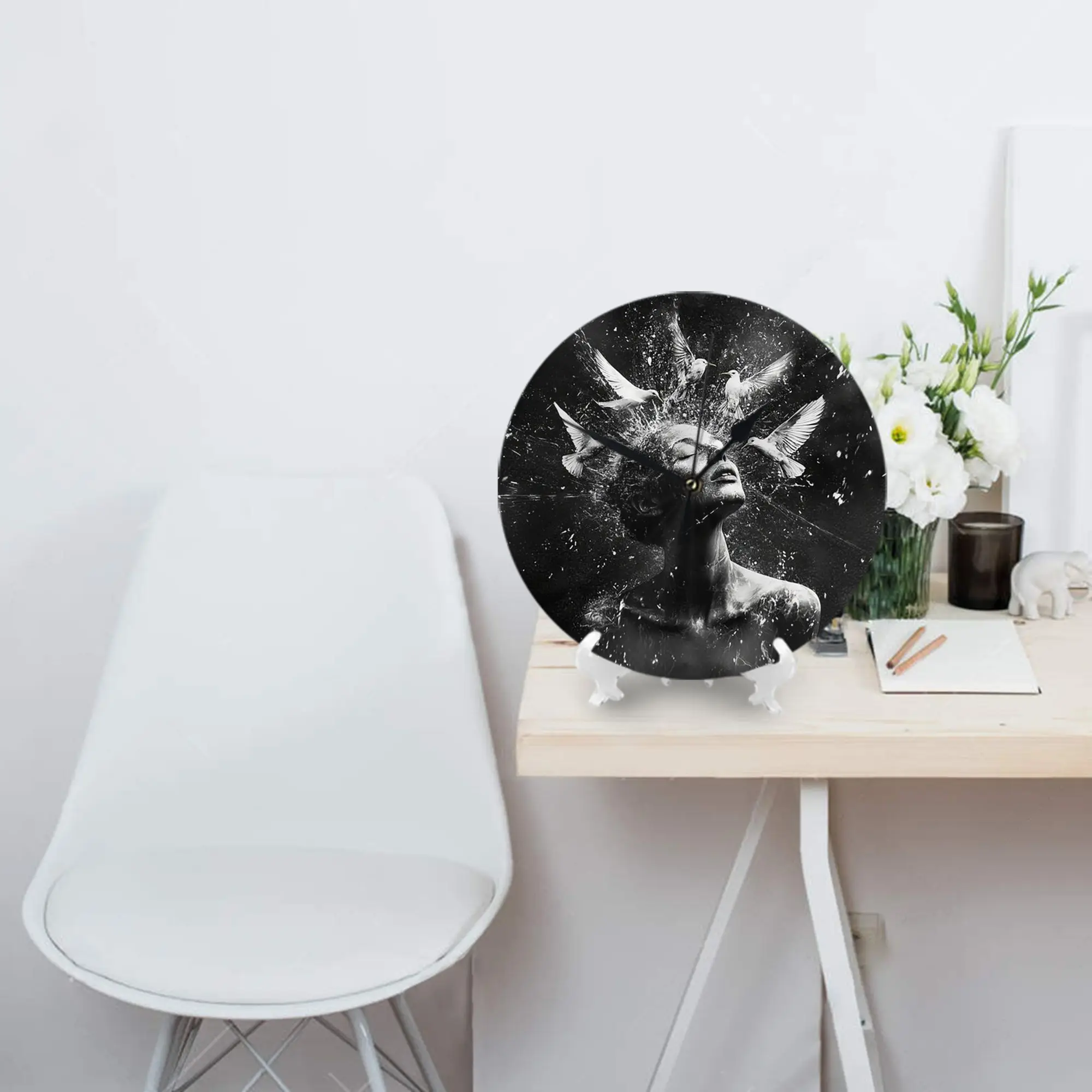 Awakening Wall Clock Room Decoration Silent Round Clock for Bedroom Living Kitchen Home