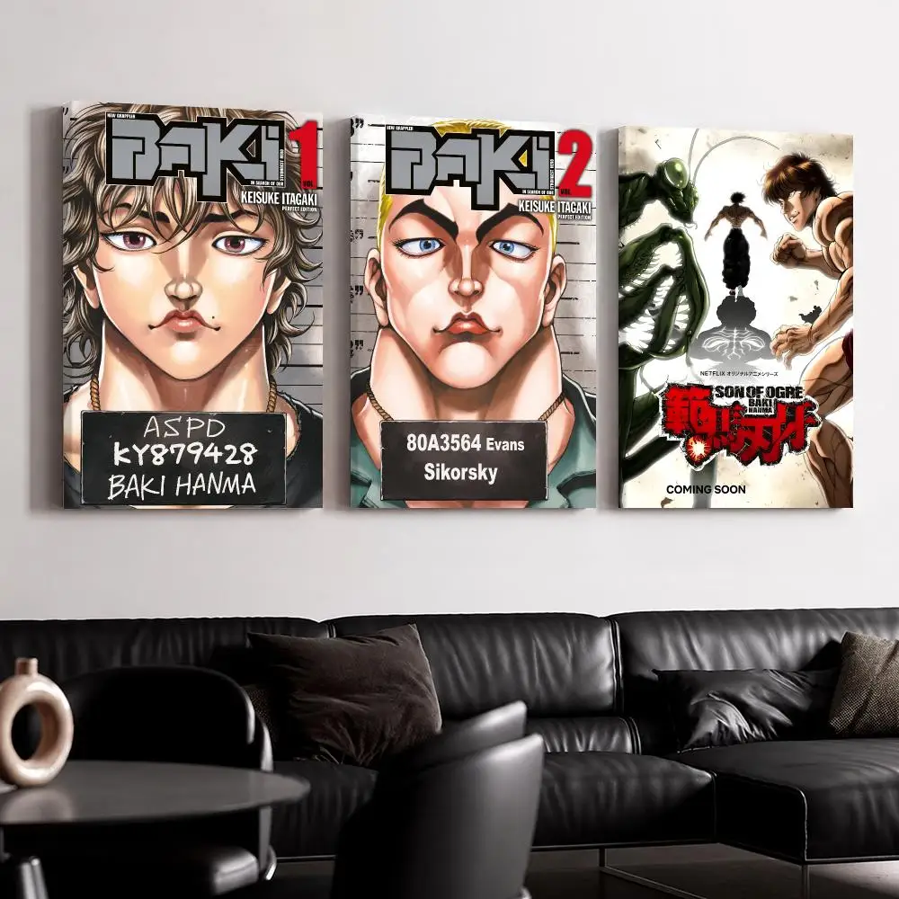 Anime B-Baki the G-GrapplerS Framed Wall Painting Canvas Poster Ready to Hang Wall Art for Bedroom Living Room Home Decor Gift