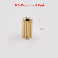 0.5 Modulus Metal Copper Brass Gear 8T Teeth 10mm Height Brass Pinion Gear Fit  2mm Shaft RC Toy Car