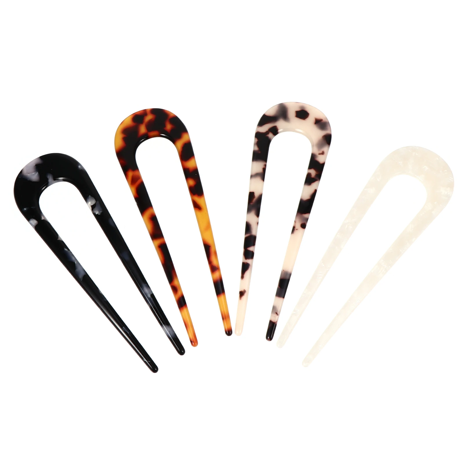 

4pcs Vintage Hairpin Acetate U-shaped French Pins Metal Stick Retro Hairpins for Party Festival Safe Durable High-quality