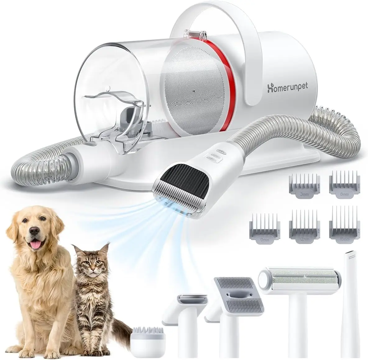 erunpet Ultra Quiet Dog Grooming Vacuum, Pet Vacuum, Suction 99% Pet Hair, 6 Tool Grooming Kit, Anti Shedding, 1.85L Dust