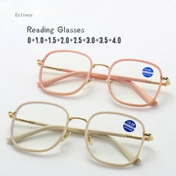 Reading Glasses Blue Light Blocking Glasses Fashion Large Frame Presbyopic Eyeglasses Women Men Metal Presbyopia Eyewear gafas