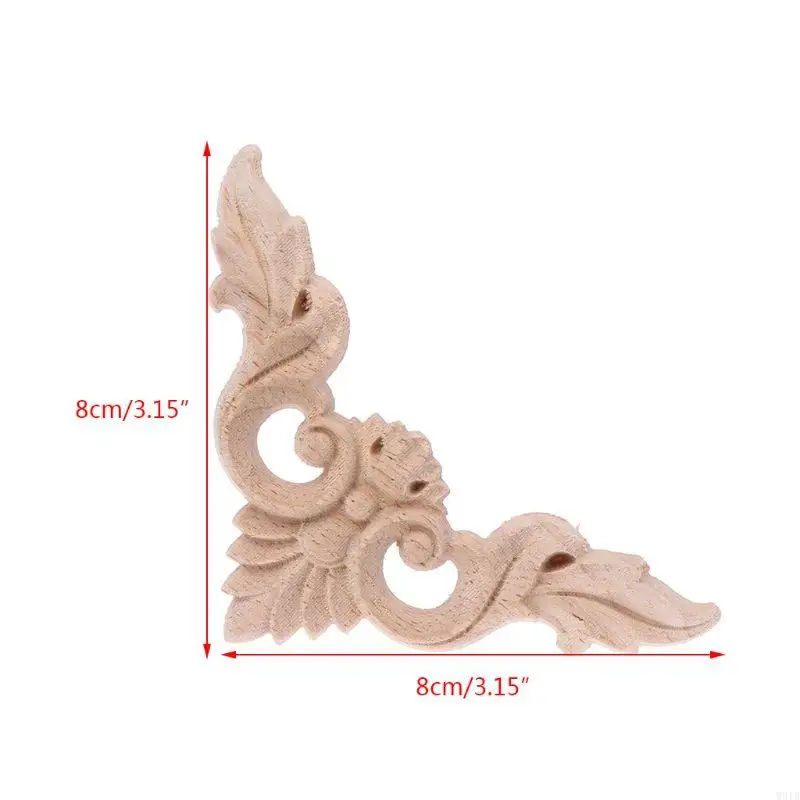 W91B 4pcs/set Carved Corner Flower Onlay Applique Unpainted Frame Cupboard Cabin