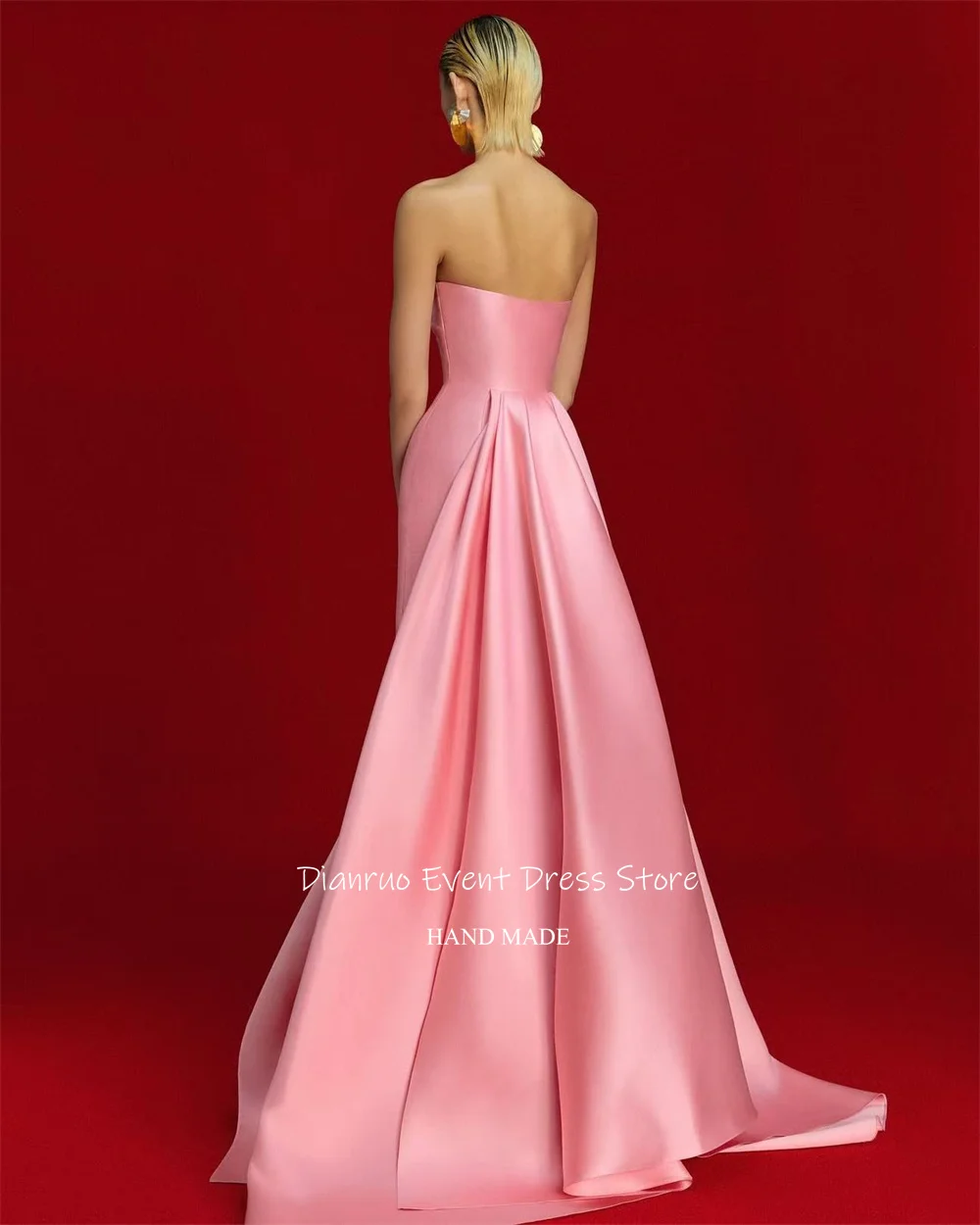 Dianruo Trumpet Вечерние платья без бретелек Атласный корсет Robe De Soirée Femme Элегантные розовые длинные платья для выпускного вечера с открытой спиной по индивидуальному заказу