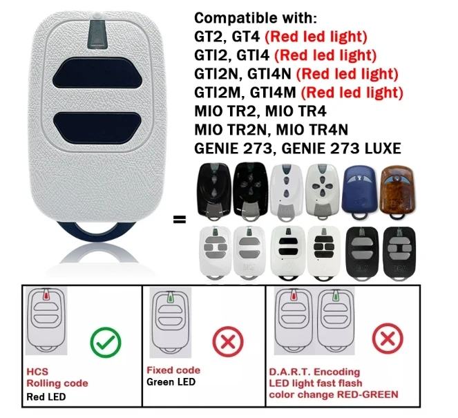 DEA GT2 GT4 GTI2 GTI4 GTI2N GTI4N GTI2M GTI4M TR2 TR4 TR2N TR4N GENIE 273 273L TD2 GT2M ガレージドアリモコン 433.92MHz