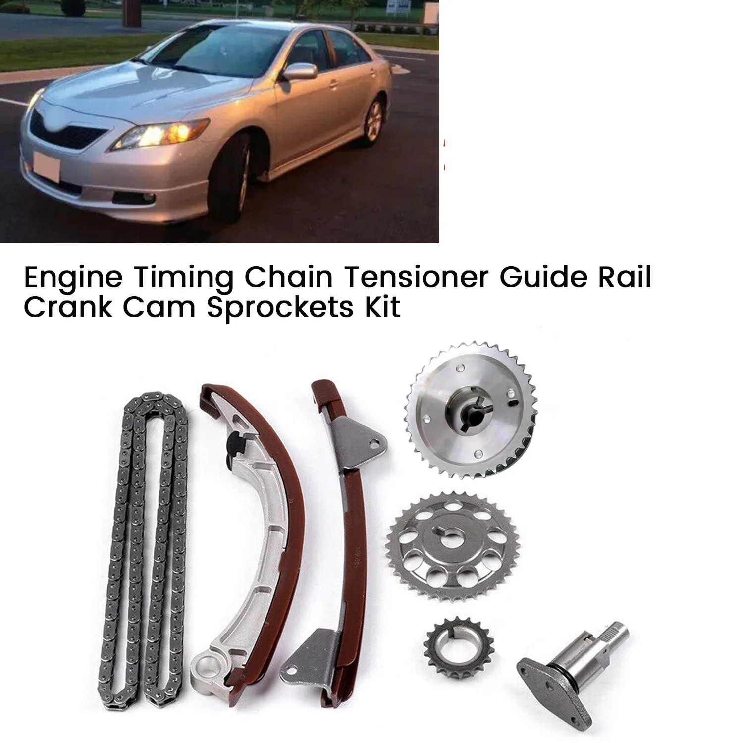 Engine Timing Chain Kit for Toyota Corolla Matrix Chevrolet Prizm 2000-2008 3ZZ-FE 1ZZ-FE Tensioner Guide Rail Crank Cam