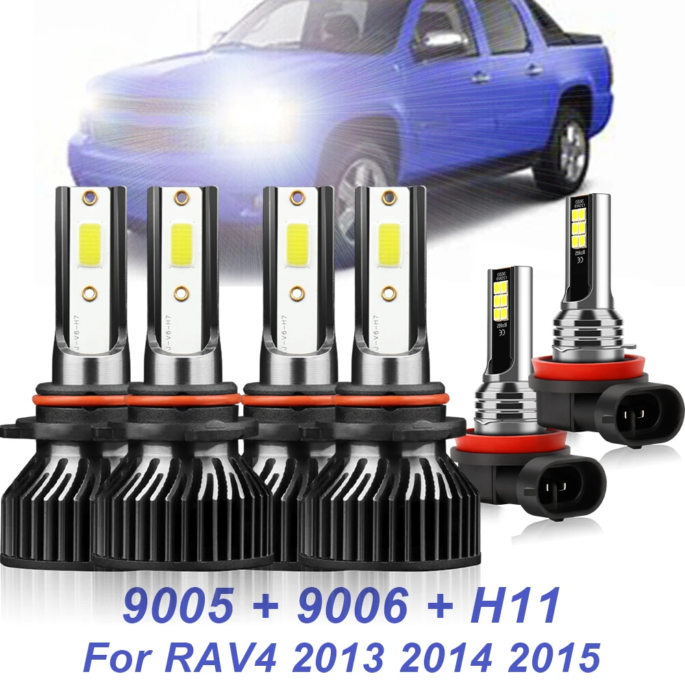 2/6Pcs LED Lamps For Toyota RAV4 2013 2014 2015 High Low Beam 100W Auto Headlights 18000LM Car Headlamps 6000K Fog lamp Bulbs