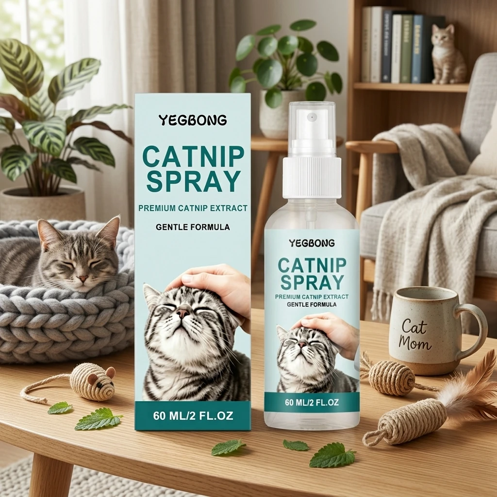 Extrait de plante naturelle, spray à la catnip 60 ml, liquide calmant à action rapide pour chats, soulagement de l'anxiété, jeu interactif, entraînement comportemental