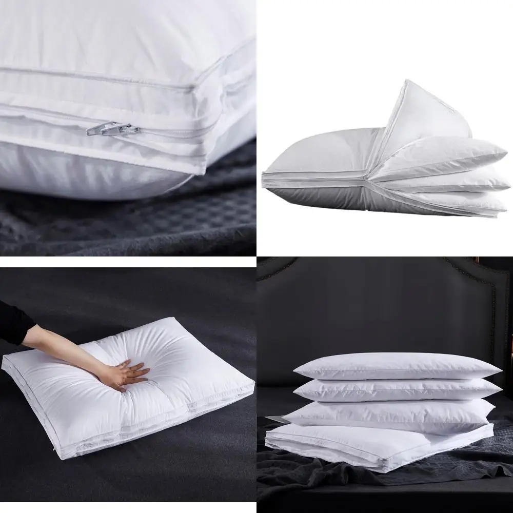 

Queen Size Goose Feather Pillow with Organic Cotton Cover, Adjustable Layers for Side, Back, and Stomach Sleepers