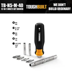 ToughBuilt TB-H5-M-40 12-in-1 Multi-Bit Driver Hand Tools Accessories