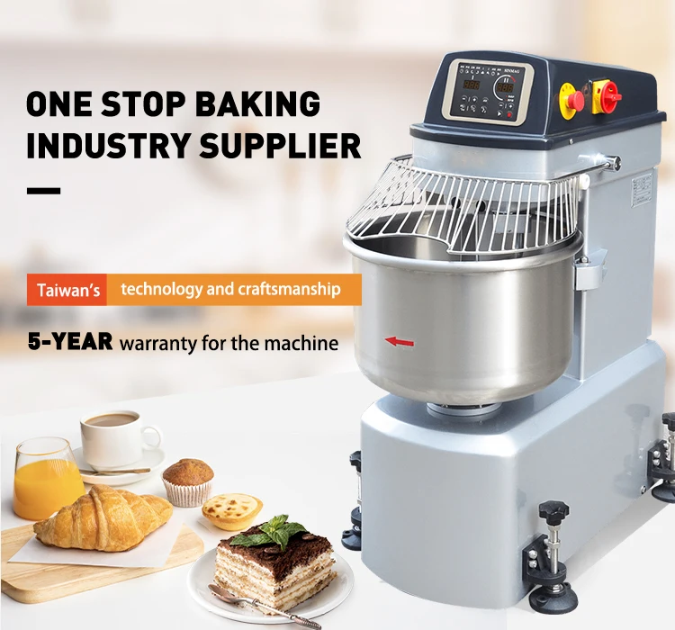 New Commercial Bakery Spiral Dough Mixer 25kg 50kg Stainless Steel Automatic 3-Speed Digital Control Adjustable Bread Pizza