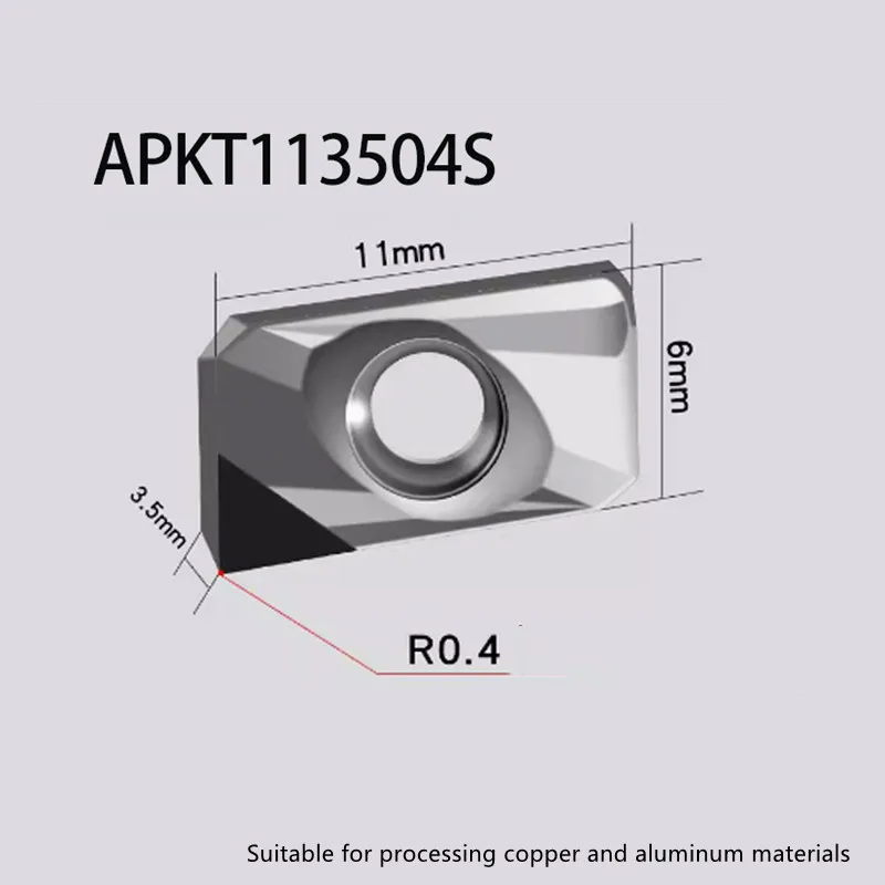 

PCD APKT113504S Insert Single Crystal Turning Tool High Hardness Diamond Cutter for Copper Aluminum to Achieve Mirror Effect