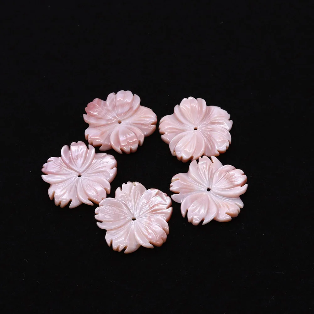 Natural Pink Shell Carving Flower Pendant 20-25mm Making Lovely and Elegant Ladies Jewelry Gift DIY Necklace Earring Bracelet