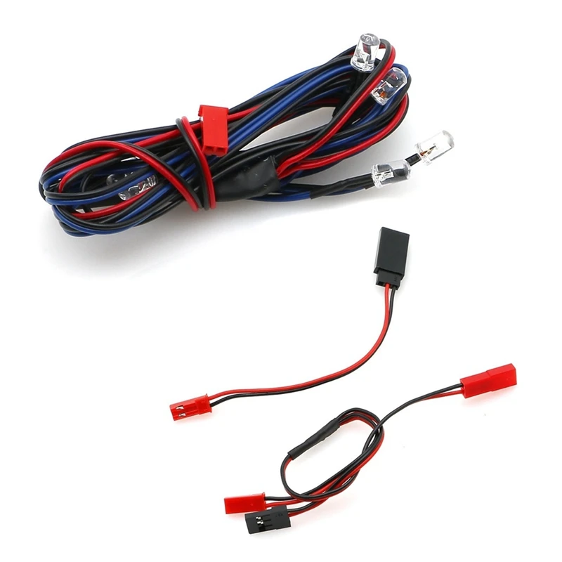 LED Light Kit 5Mm 6 LED 4 Blue 2 Red 5Mm With Conversion Cable For 1/10 1/8 Axial SCX10 Traxxas TRX4 D90 HSP HPI RC Car