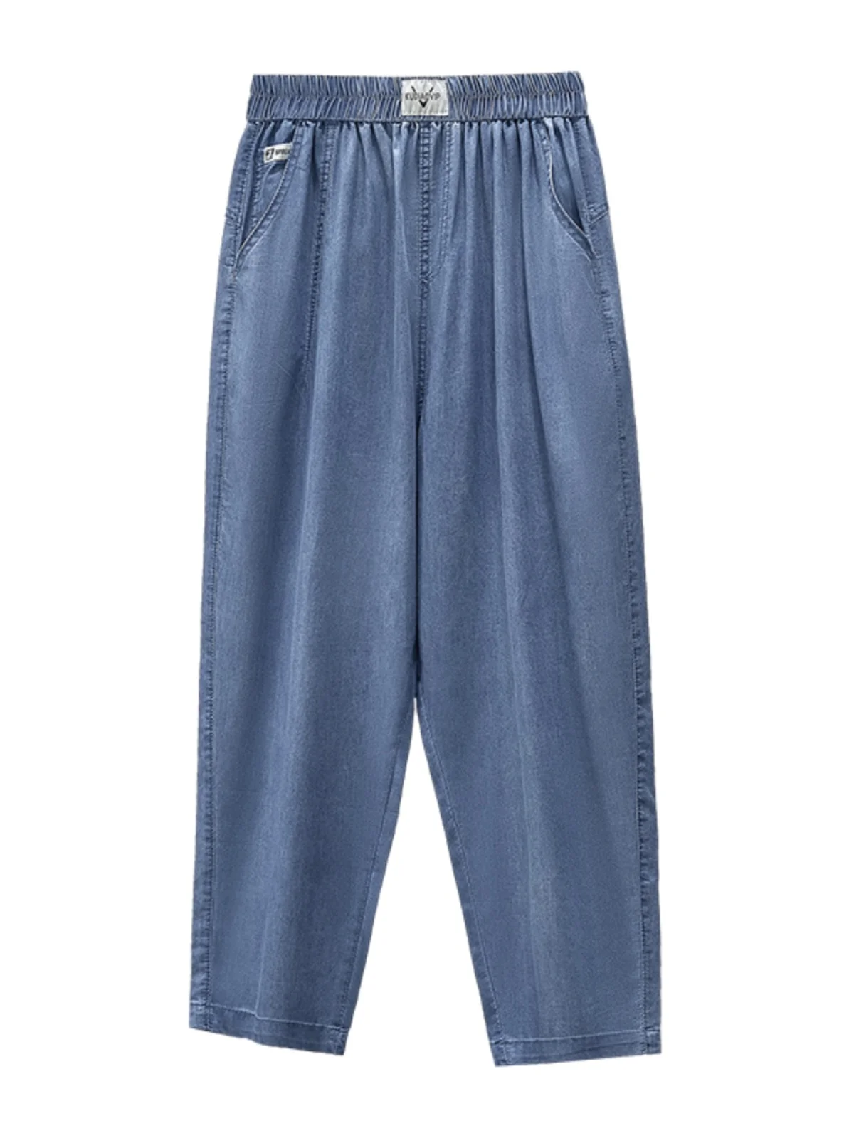 

New Summer Thin Silk Denim Jeans Women's Large Size Harlan Pants High Waist Nine Points Non-Mall Same Kind of Jeans