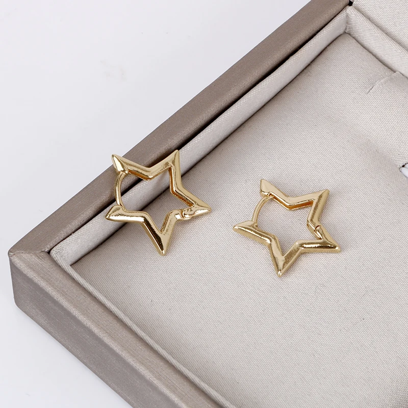 Hgflyxu Small Hoop Earrings Star Smart Cut Ear rings Fashion Jewelry 10mm Wholesale