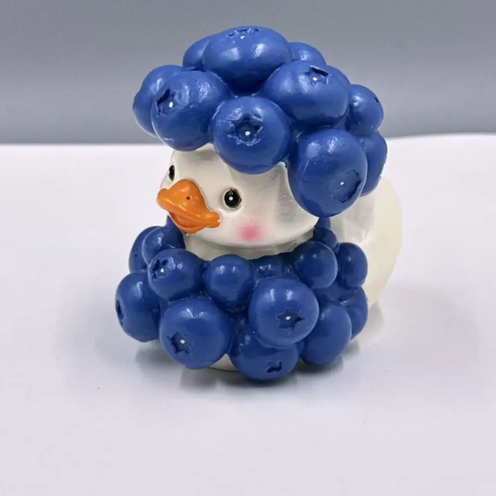 Creative Fruit Duck Figurine Cartoon Funny Blueberry Duck Sculpture Handicrafts Hand Painted Mini Pumpkin Duck Ornament
