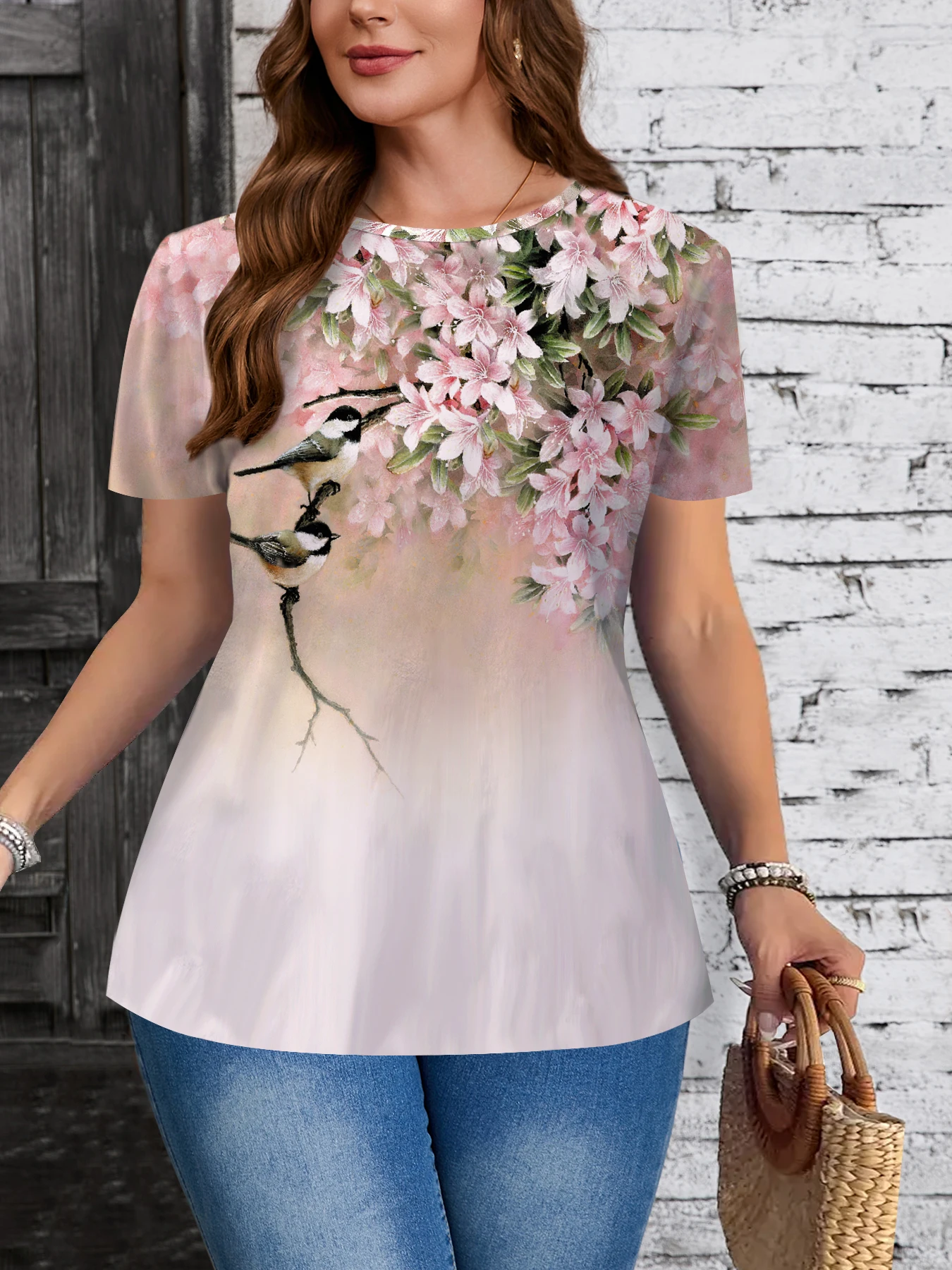 Plus Size Elegant Casual Woman T-Shirt Fashion Loose T-Shirt Woman Temperament Long sleeve T-Shirt Holiday Weekend view 3