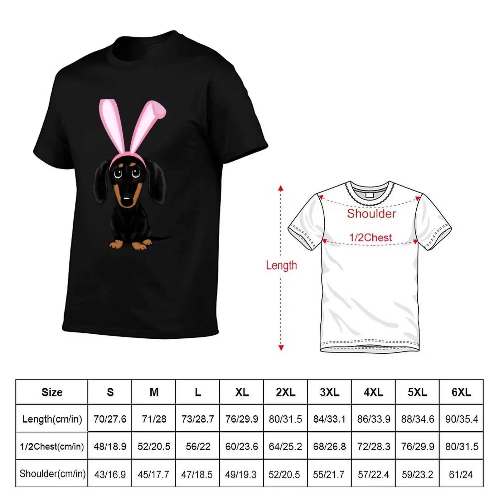 Funny Easter Dog Black and Tan Dachshund with Easter Bunny Ears T-Shirt funny shirt cotton essential t shirt men workout shirt